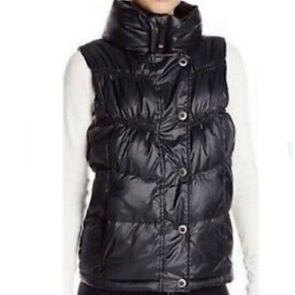 PRANA | Molly Down Filled Full Zip Puffer Vest Black Snap High Neck | Size XL - Picture 1 of 9